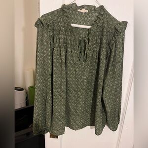 Green Patterned Women's Top